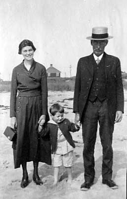 Florence (Granger) Langley, Bill Newell (?) and Carroll Harbach Granger