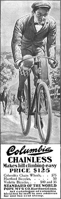 1898 Columbia Chainless bicycle ad
