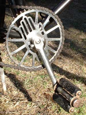 Rudge crank with hand logo